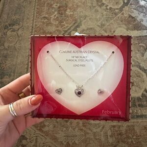 Heart Necklace and Earring Set with Crystals